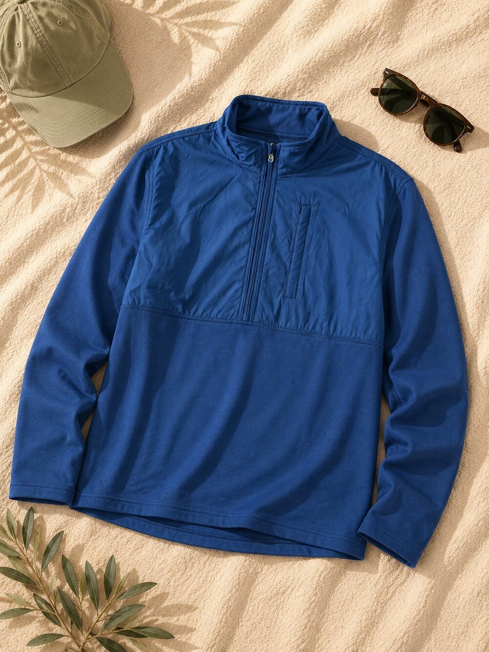 NWOT UNTUCKit Men's 1/2 Zip Pullover Lightweight Jacket Long Sleeve Blue Size XL